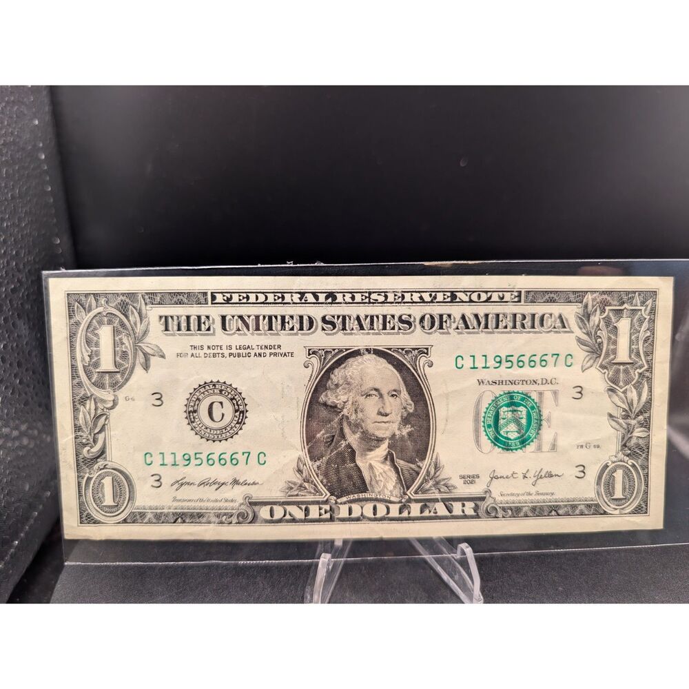 2021 1 Dollar Bill Federal Reserve Note Janet Yellen Lynn Malerba Philadelphia C